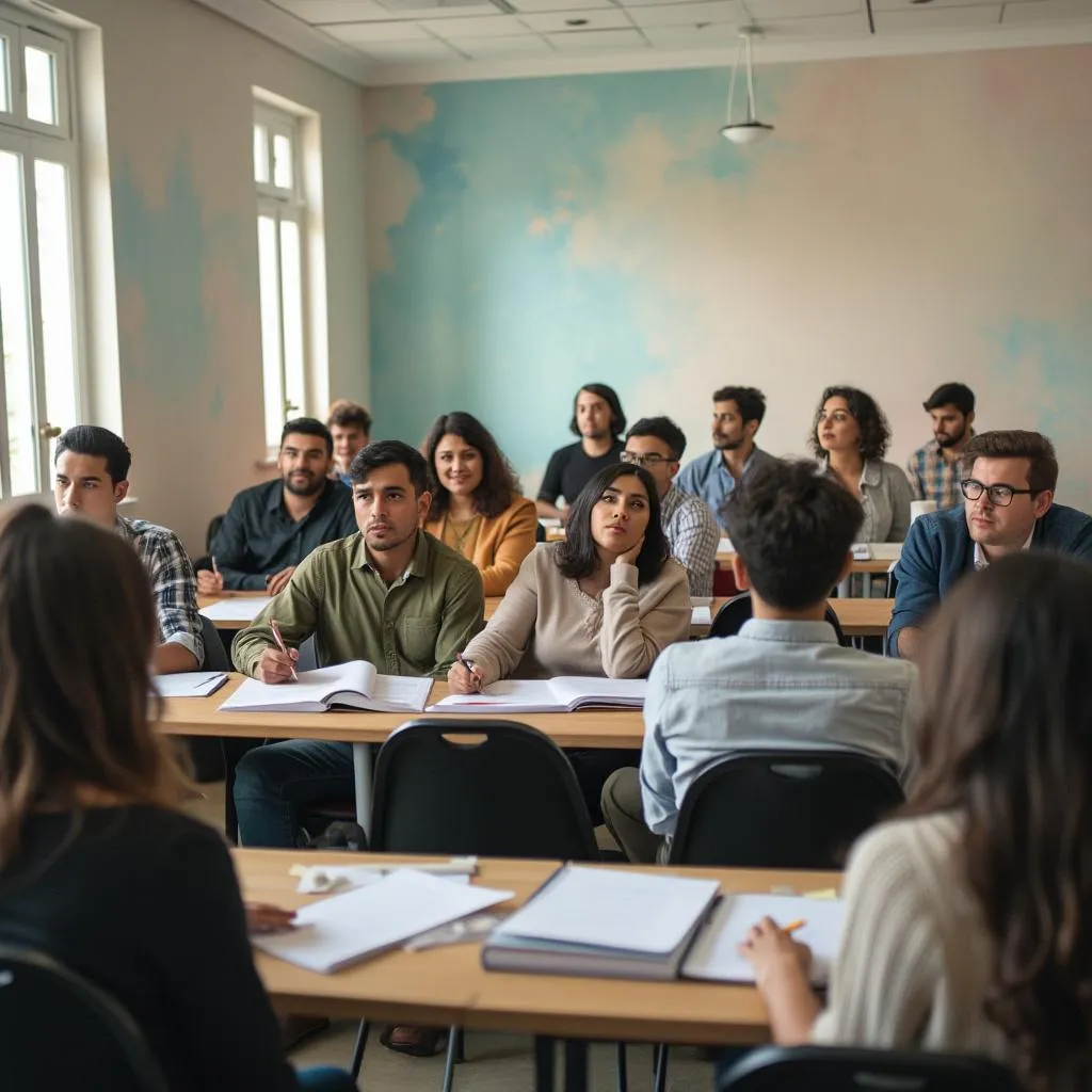 Grupo diverso de personas aprendiendo sobre finanzas